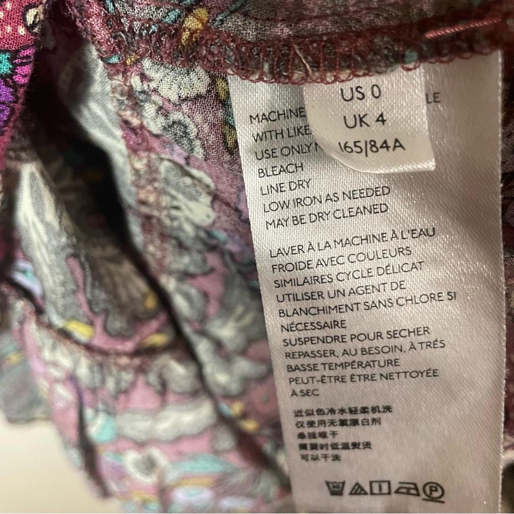 Maeve Anthropologie Janie Flounced Peasant Blouse Multicolor size 0 Boho Paisley - Picture 8 of 8